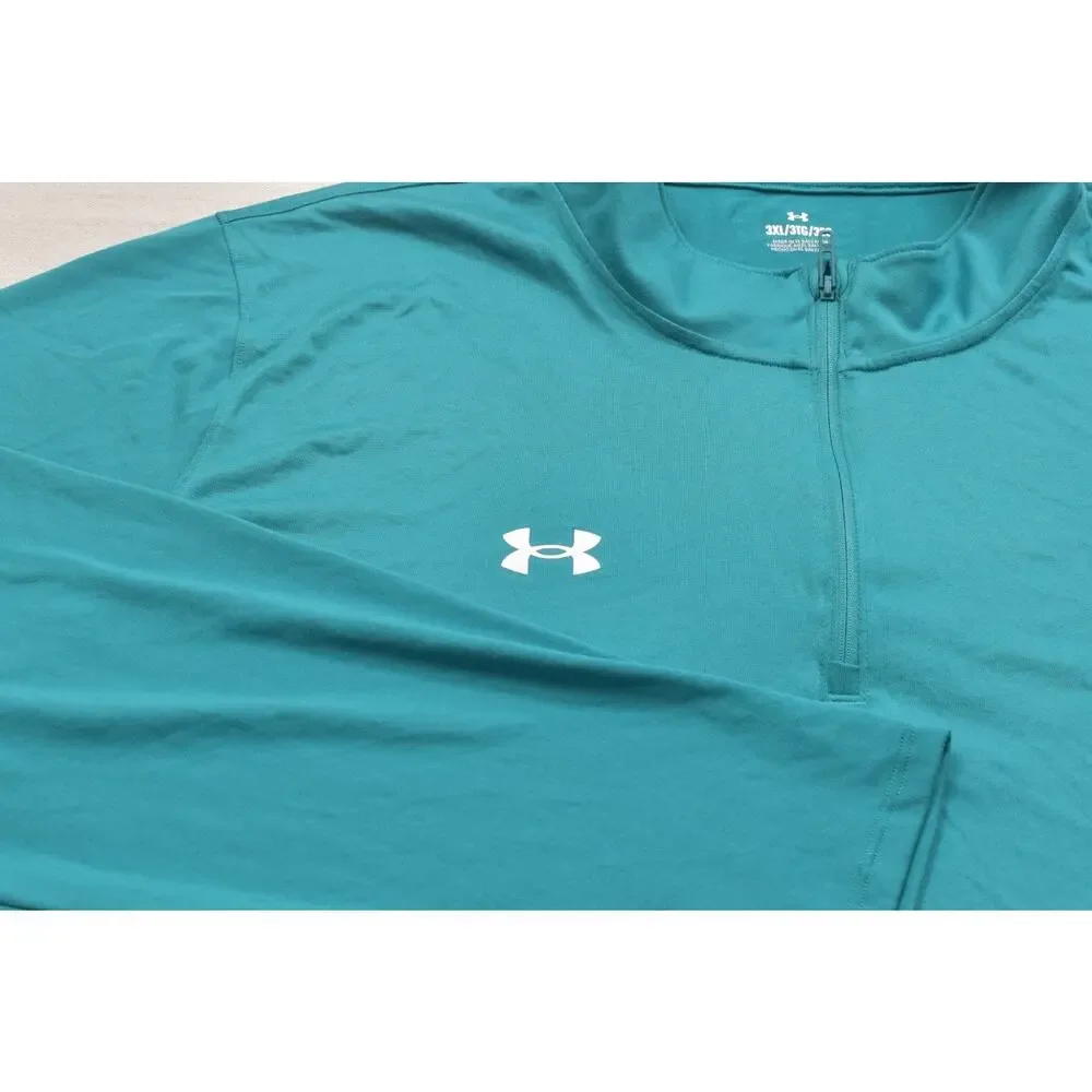Under Armour Men 3XL Teal 1/4 Zip Long Sleeve Pullover Recycled Polyester Shirt